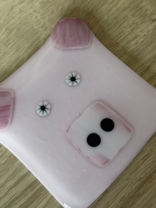 Farmyard Piggy Fused Glass Coaster