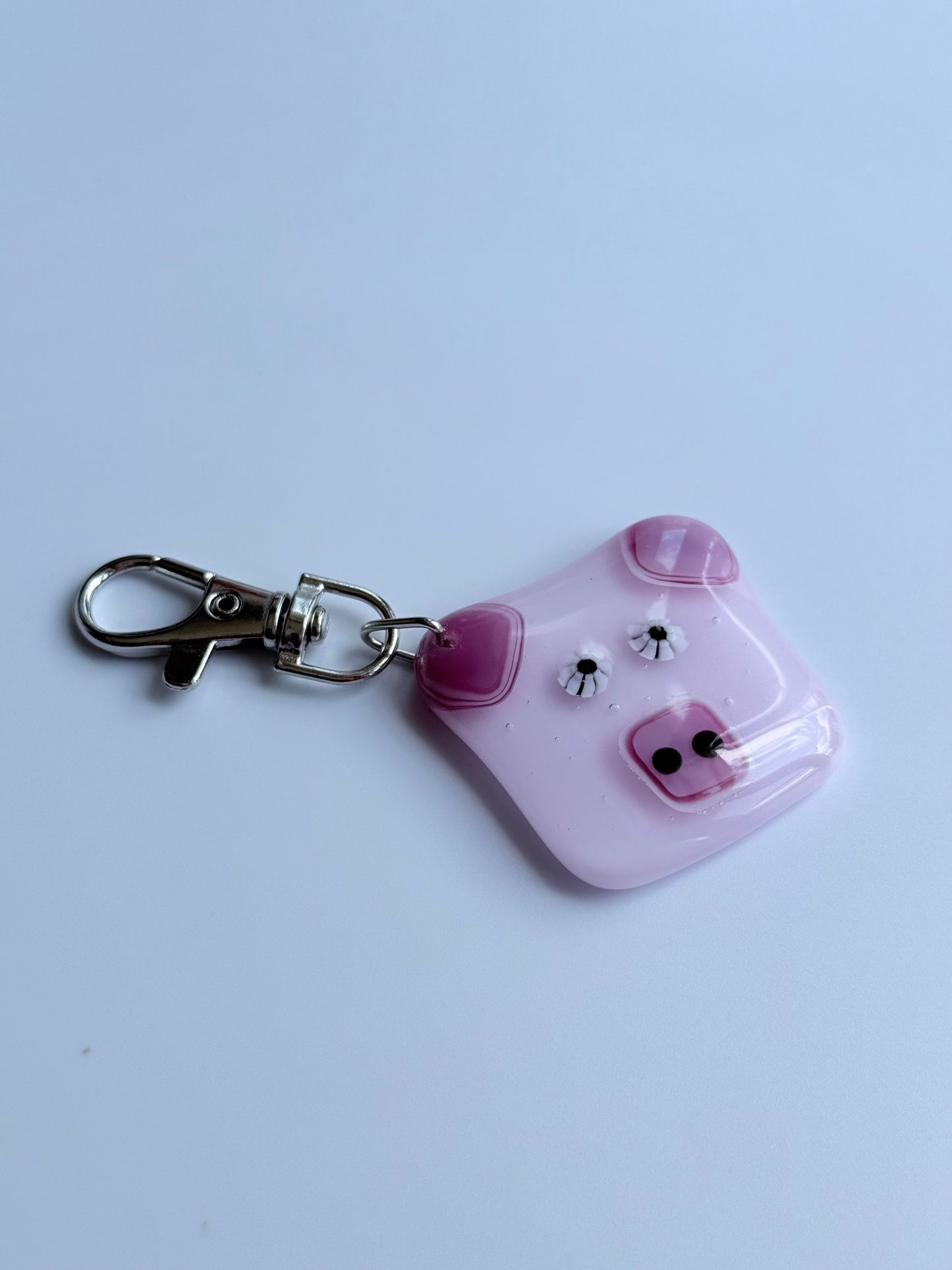 Piggy Keyring Charm Fused Glass
