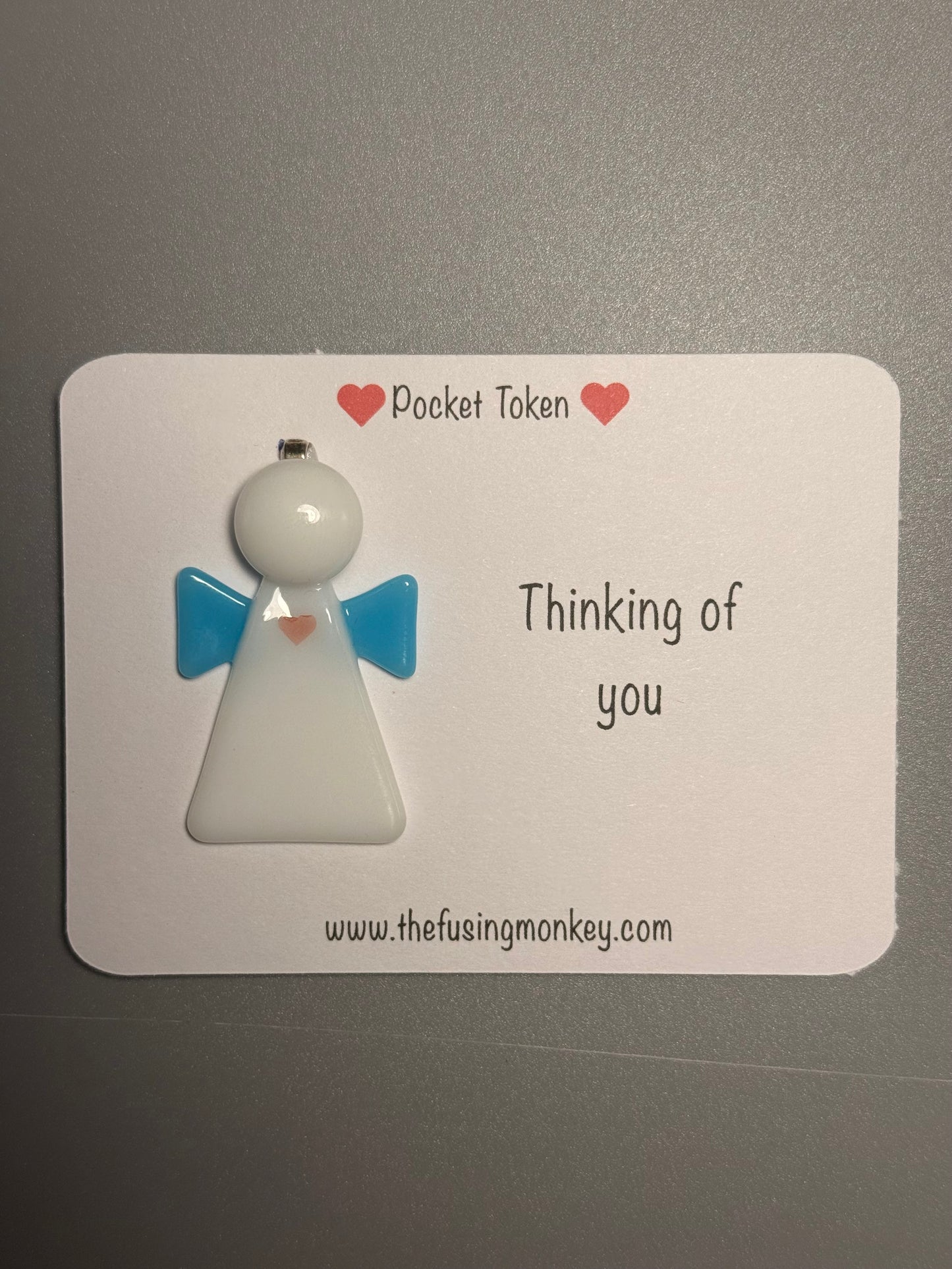 Thinking of You Angel Glass Token