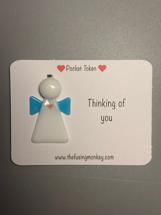 Thinking of You Angel Glass Token