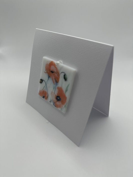 Card with a glass Poppy Hanging Decoration Gift
