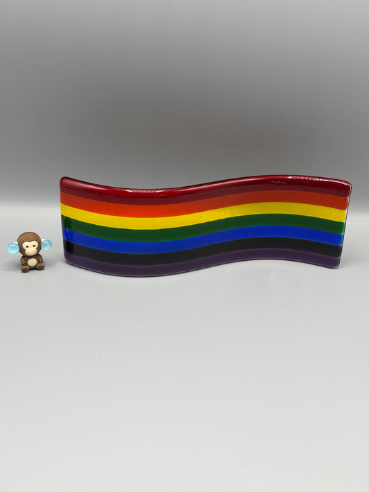 Rainbow Wave  vibrant colour dynamic energy Translucent  Fused Glass