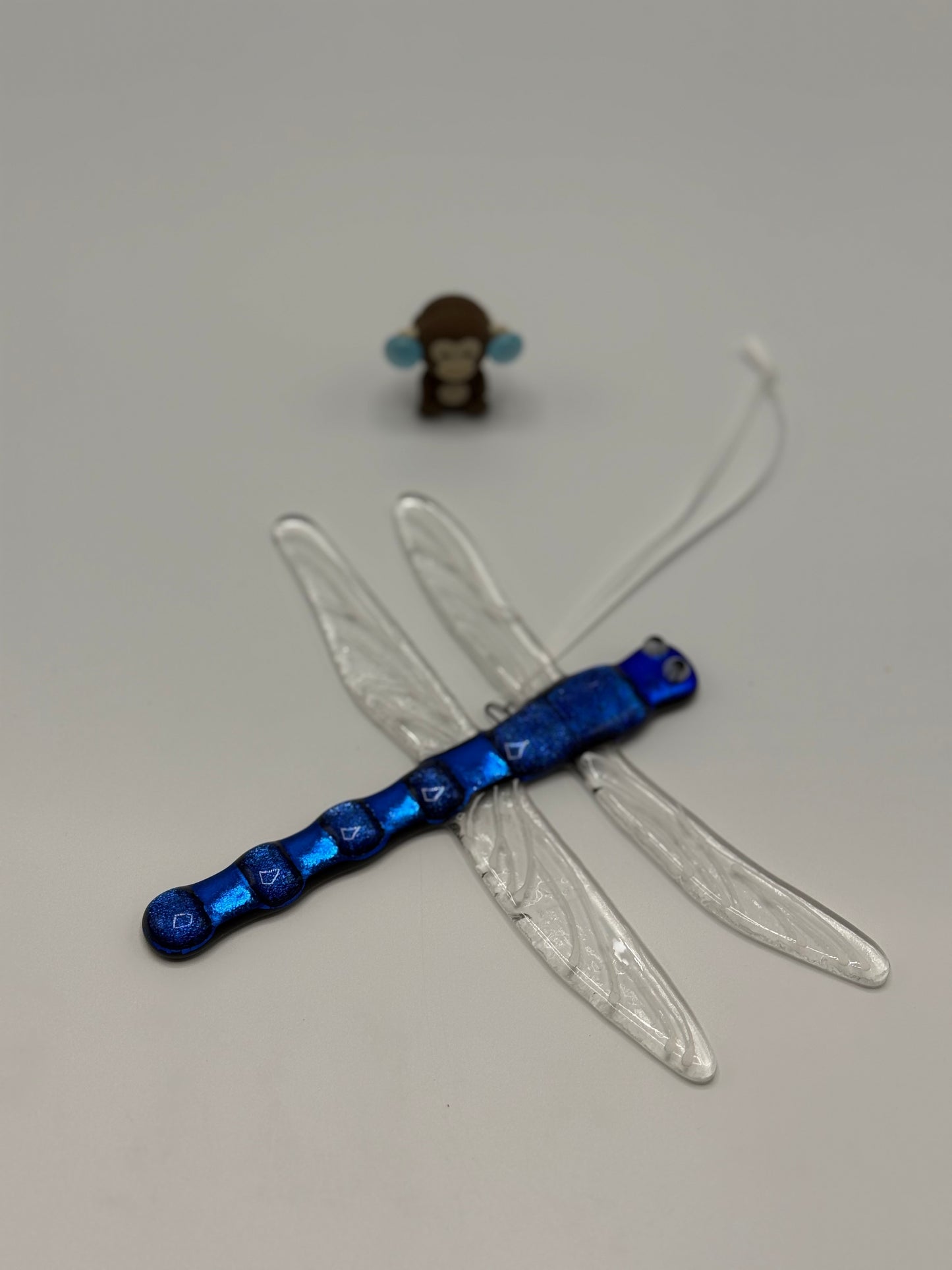 Dragonfly in shiny blue Fused Glass Hanging Decorating