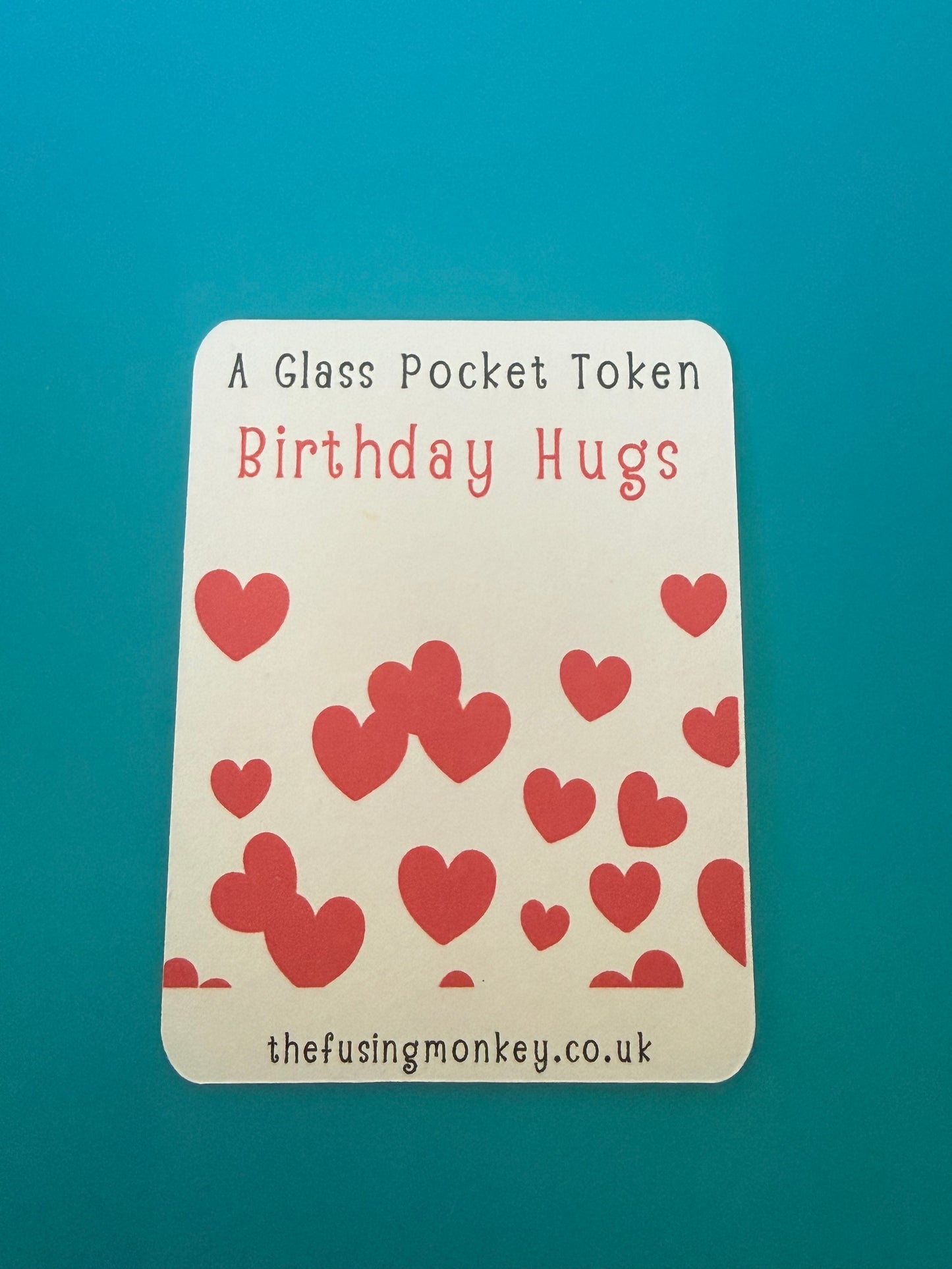 Fused Glass Heart Token with Backing Card