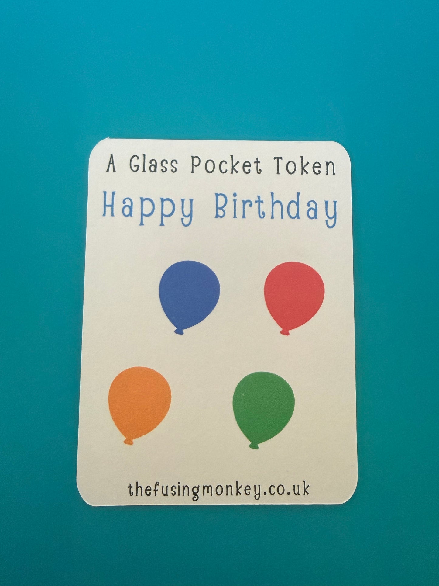Fused Glass Heart Token with Backing Card