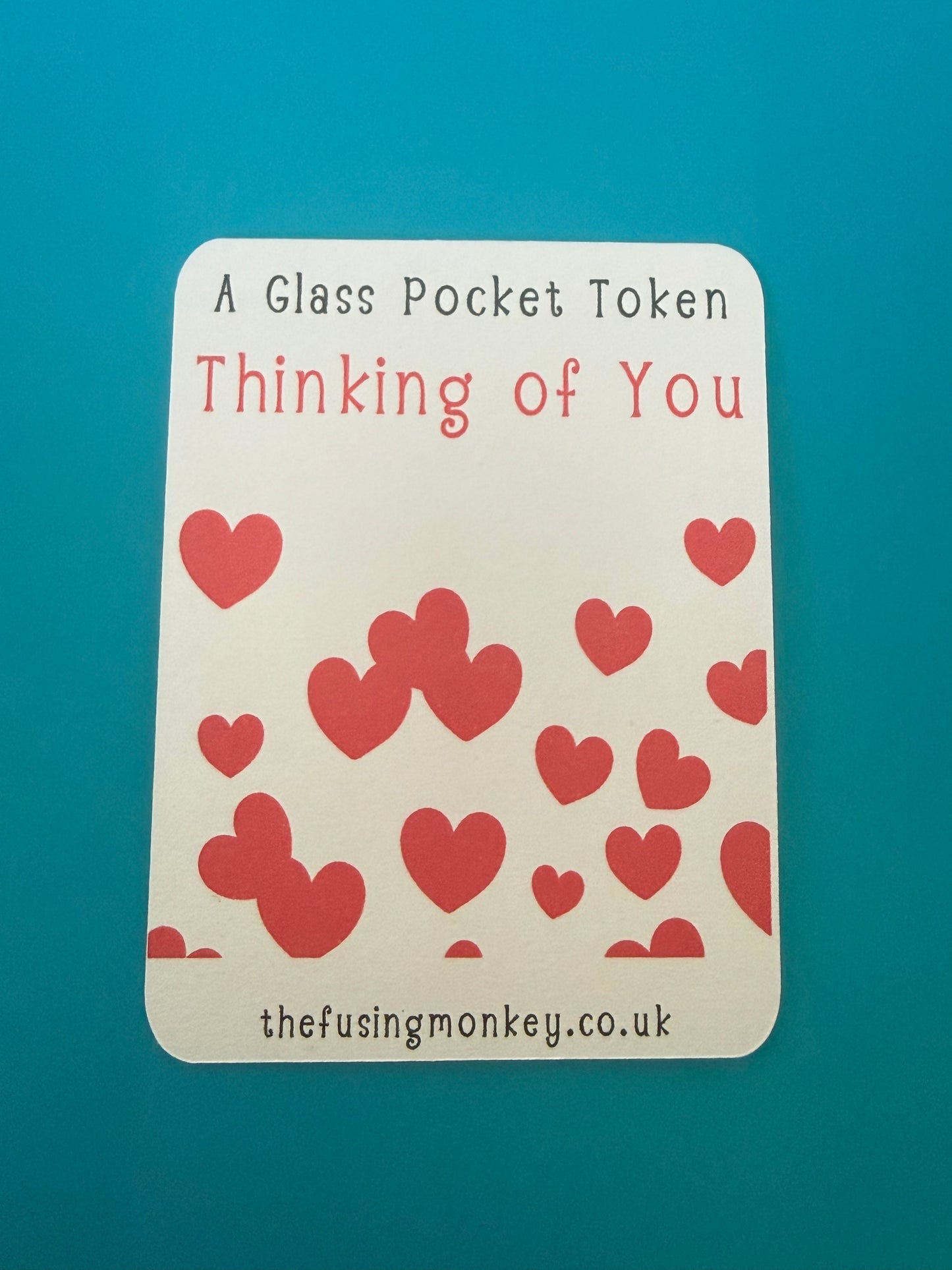 Fused Glass Heart Token with Backing Card