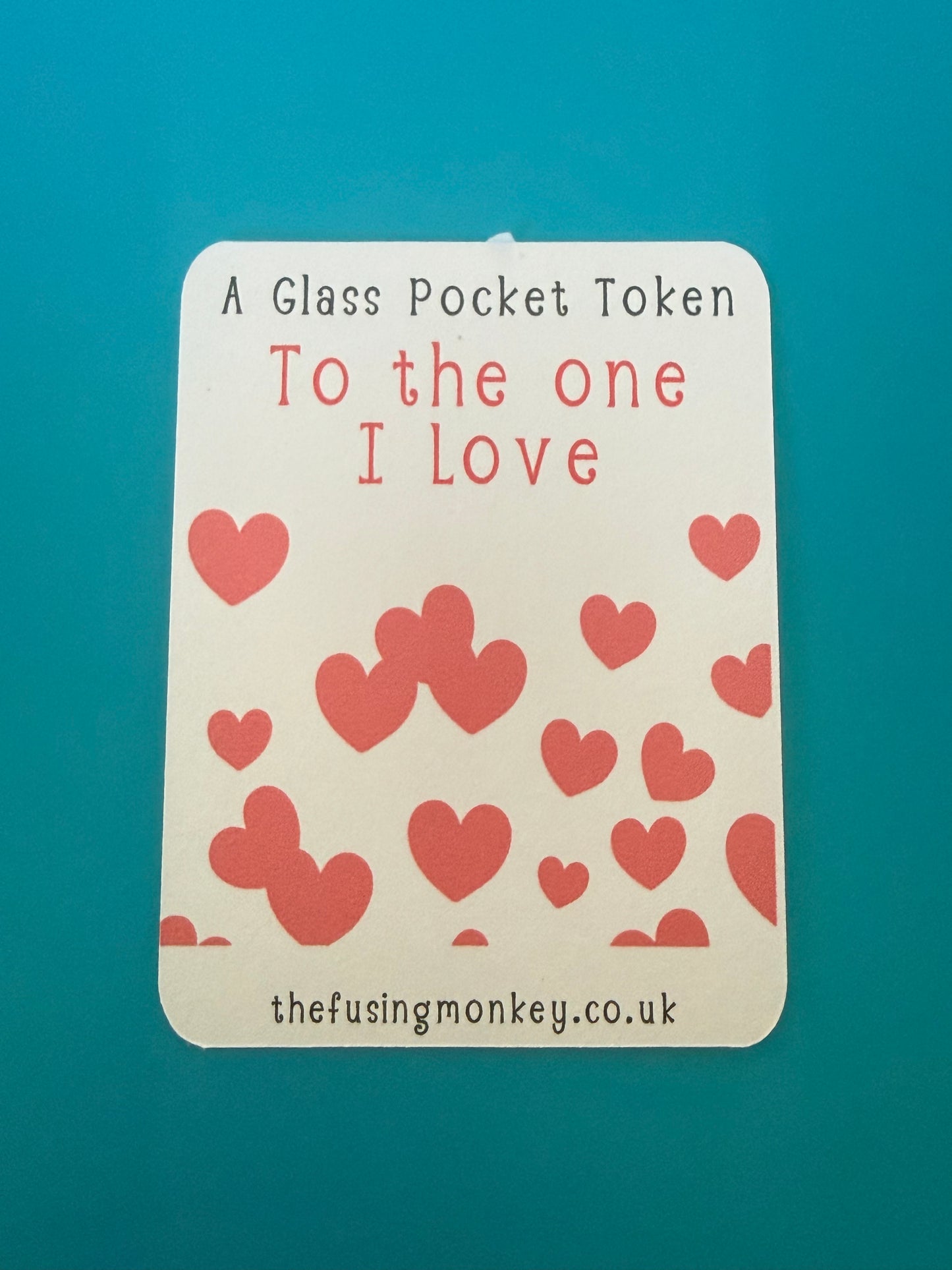 Fused Glass Heart Token with Backing Card