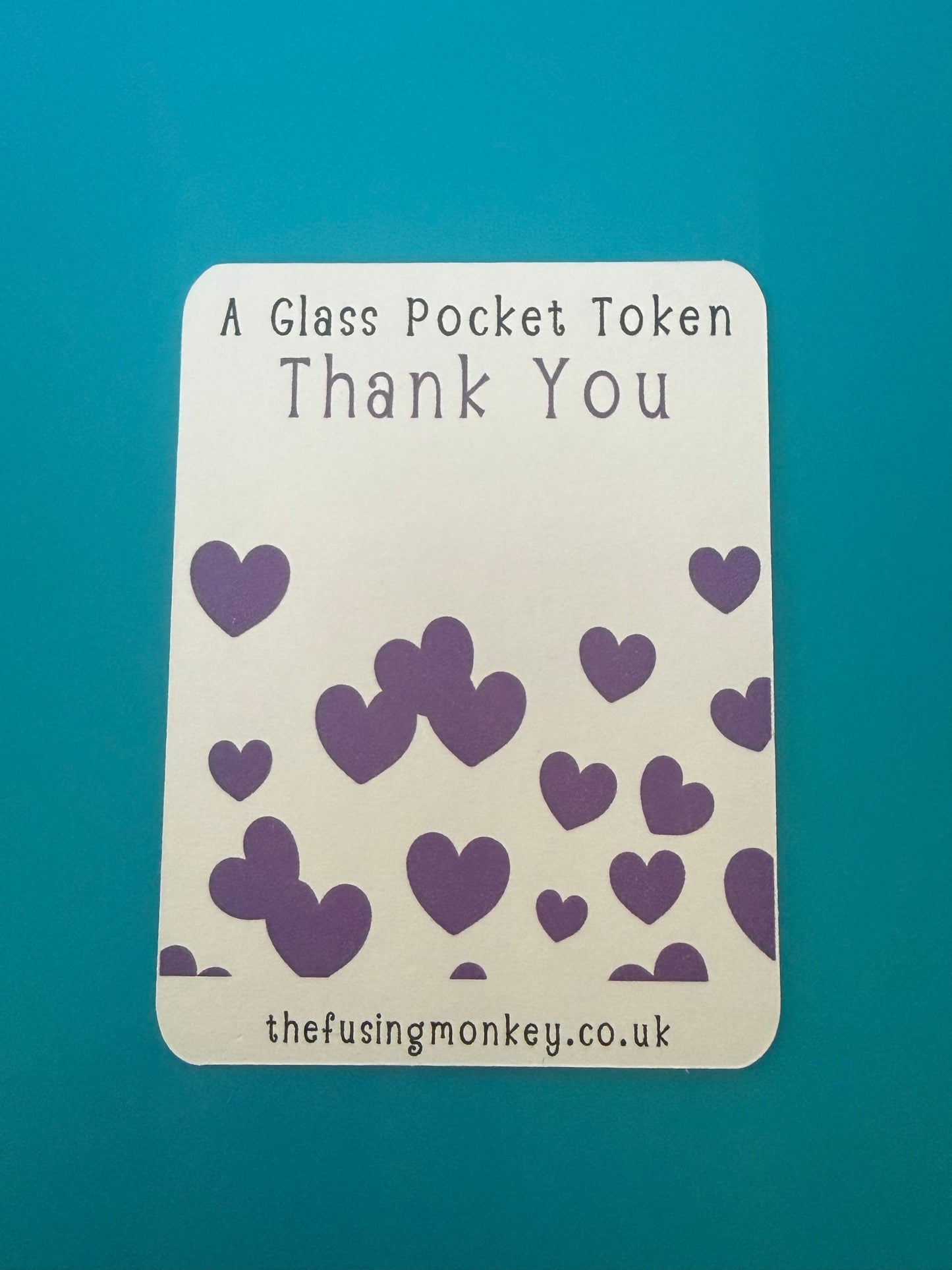 Fused Glass Heart Token with Backing Card
