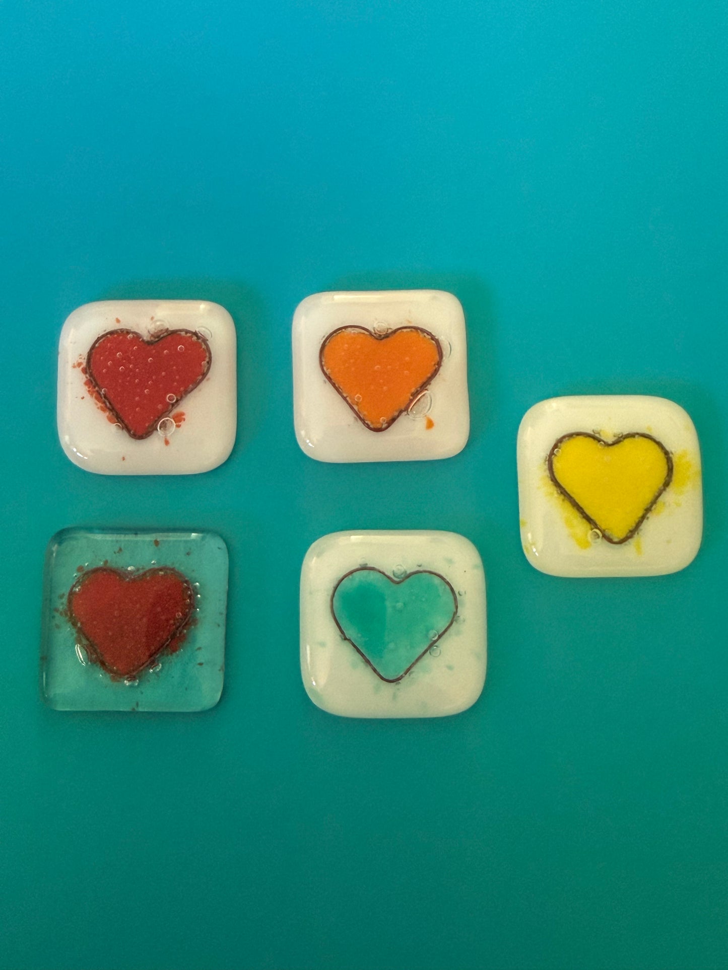 Fused Glass Heart Token with Backing Card