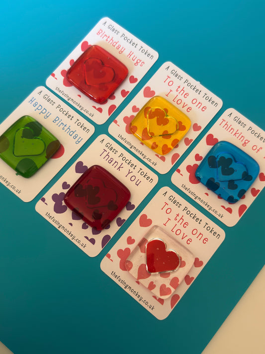 Tactile Translucent Glass Heart Pocket Token Gifts
