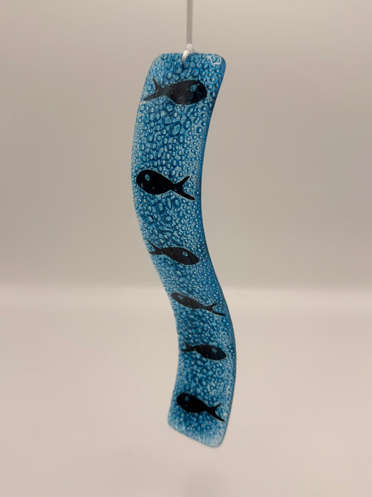 Bubble Fish Wave – Handmade Fused Glass Decoration